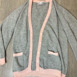 90s vintage Gray and Pink Cardigan Sweater